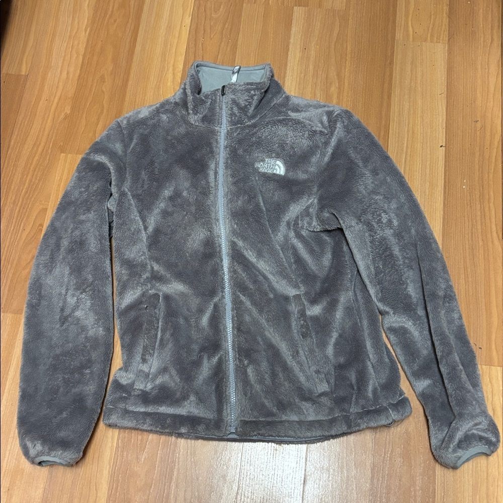 The North Face Gray Fleece Jacket Coat Fall Winter Cozy Women’s Sz Small